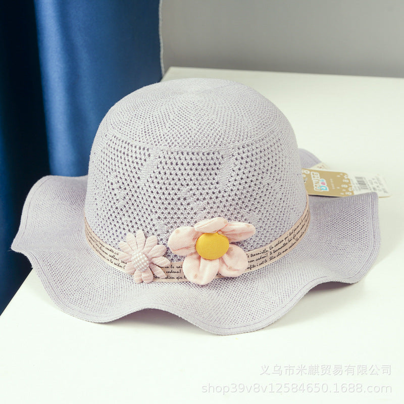 Venta al por mayor Sombrero de cubo de flores de dibujos animados de niños de cáñamo